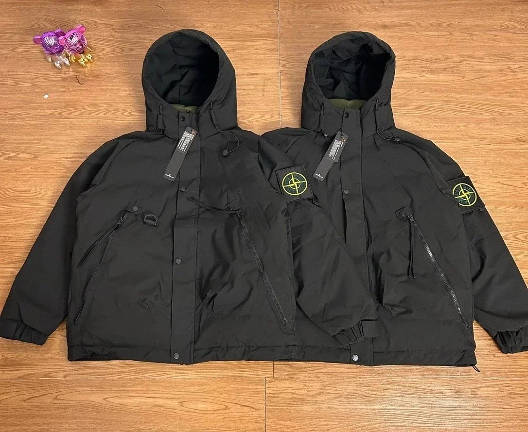 Stone Island Black Compass Logo Hooded Jacket