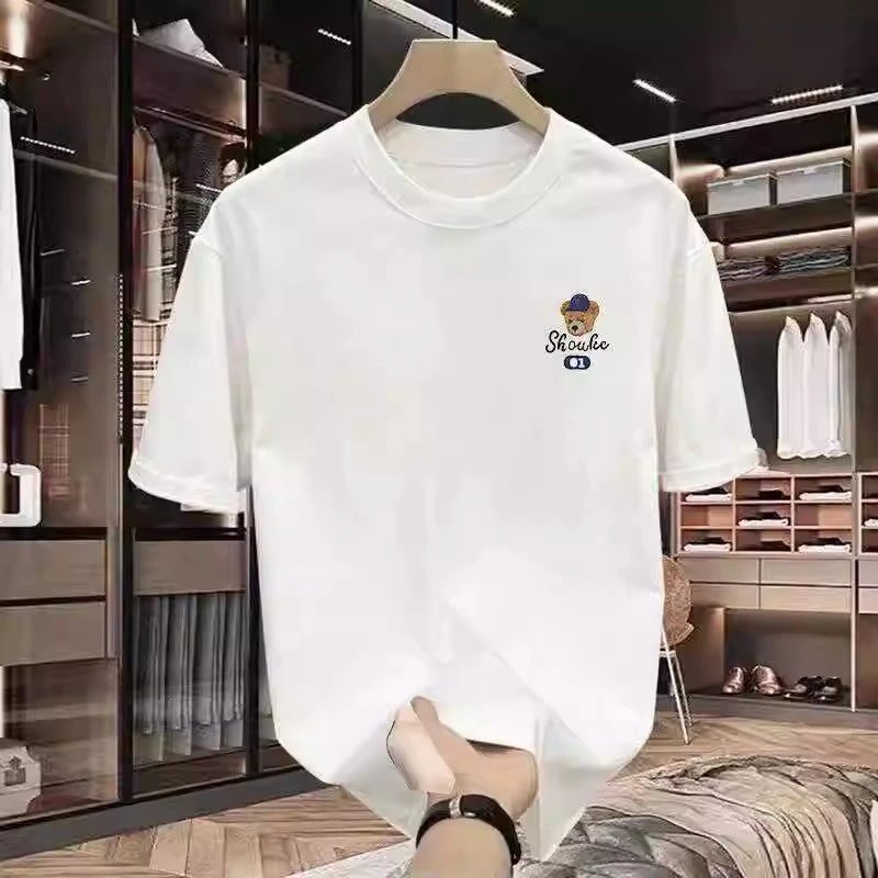 White Graphic Bear Print Oversized T-Shirt