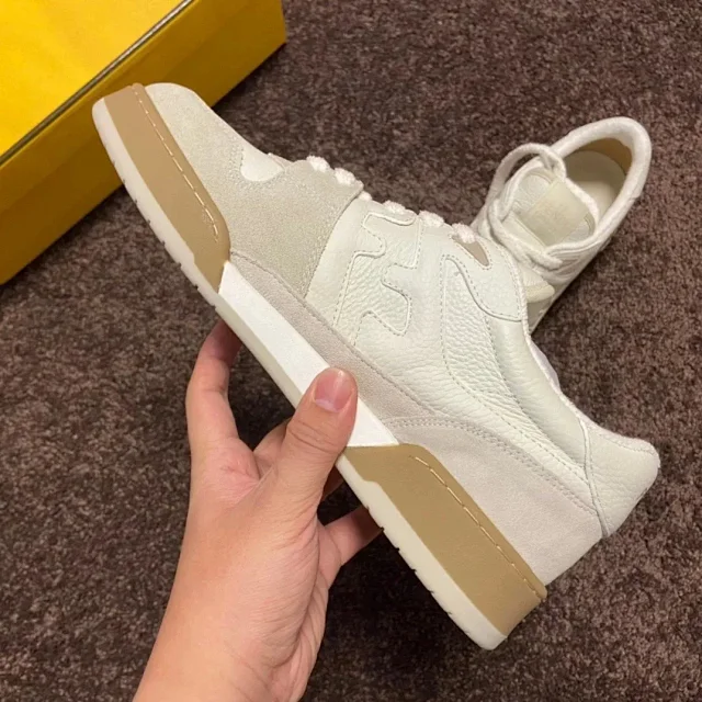 Fendi Sneakers Low-top lace-up leather and suede product detail image 38