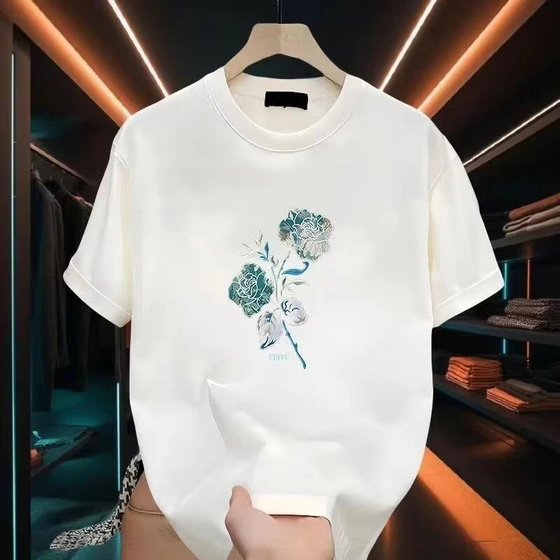 CNYU Floral Embroidery White Oversized T-Shirt