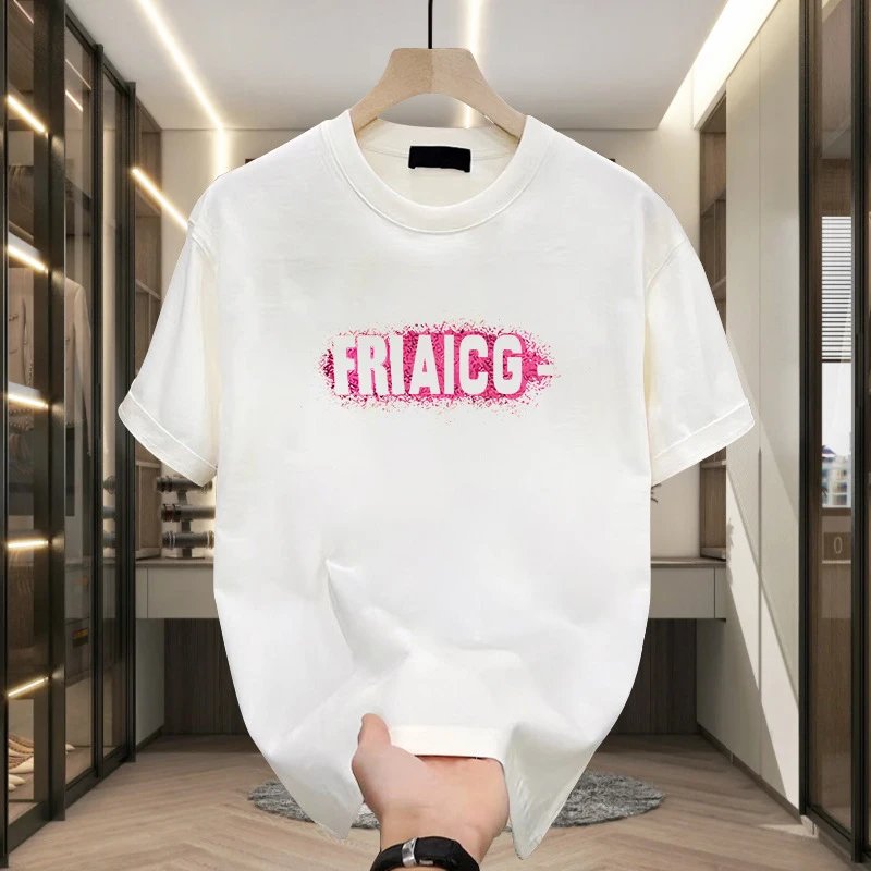 White Graphic Print V Logo Oversized T-Shirt