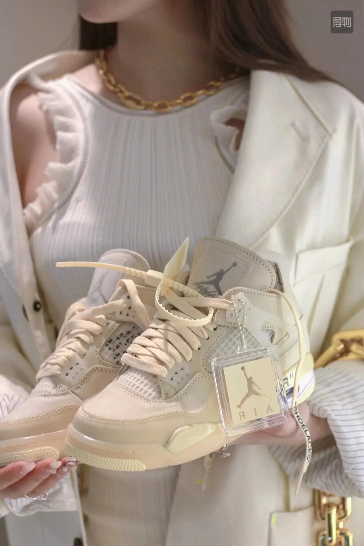 Nike Air Jordan 4 Off White Neutral Colorway Sneakers
