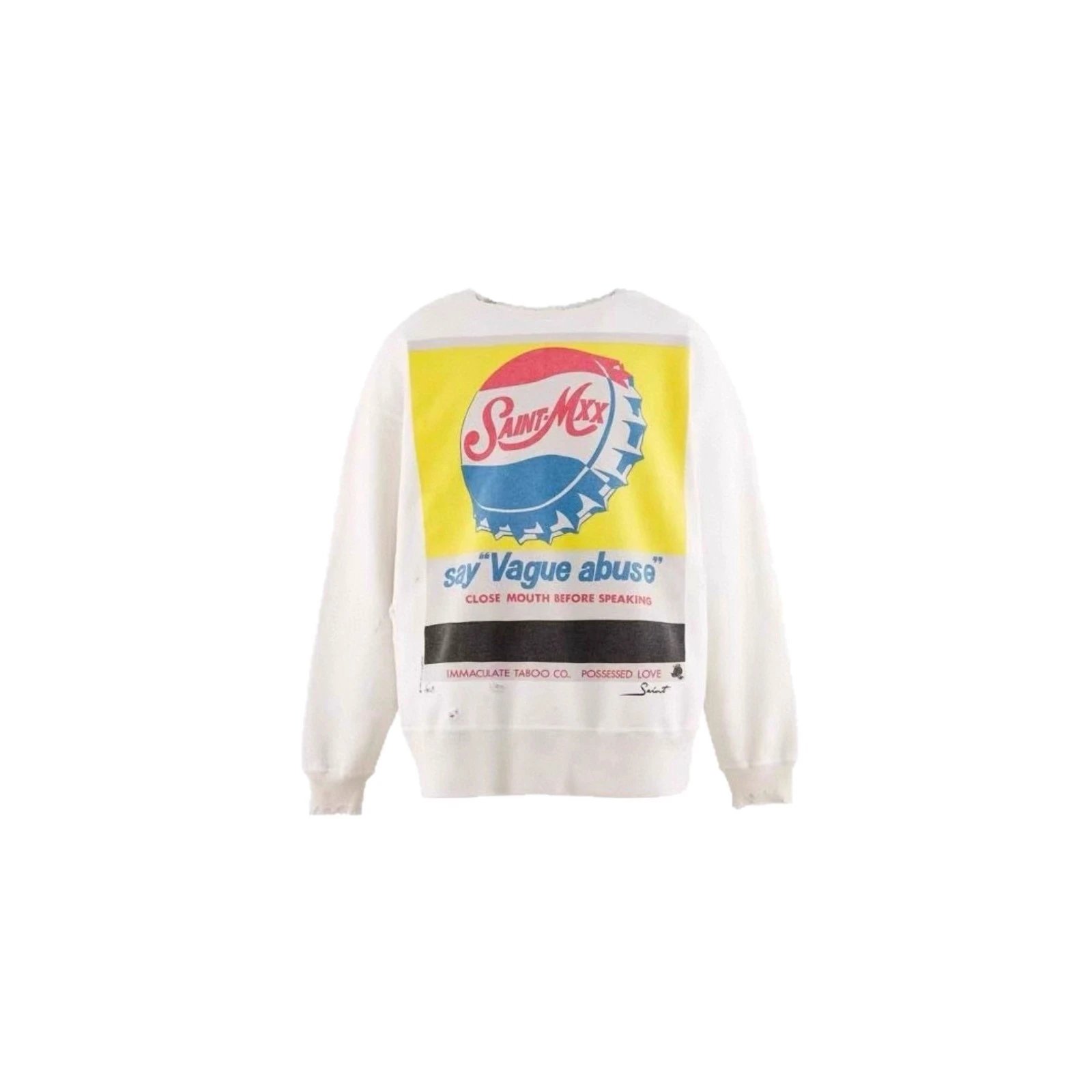 Saint Mxx Off White Graphic Print Distressed Sweatshirt