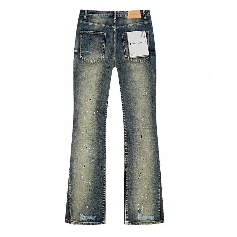 Purple Distressed Blue Flared Jeans