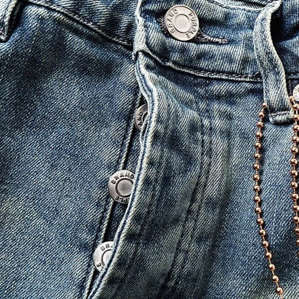Denim Jeans Blue Button Fly Casual