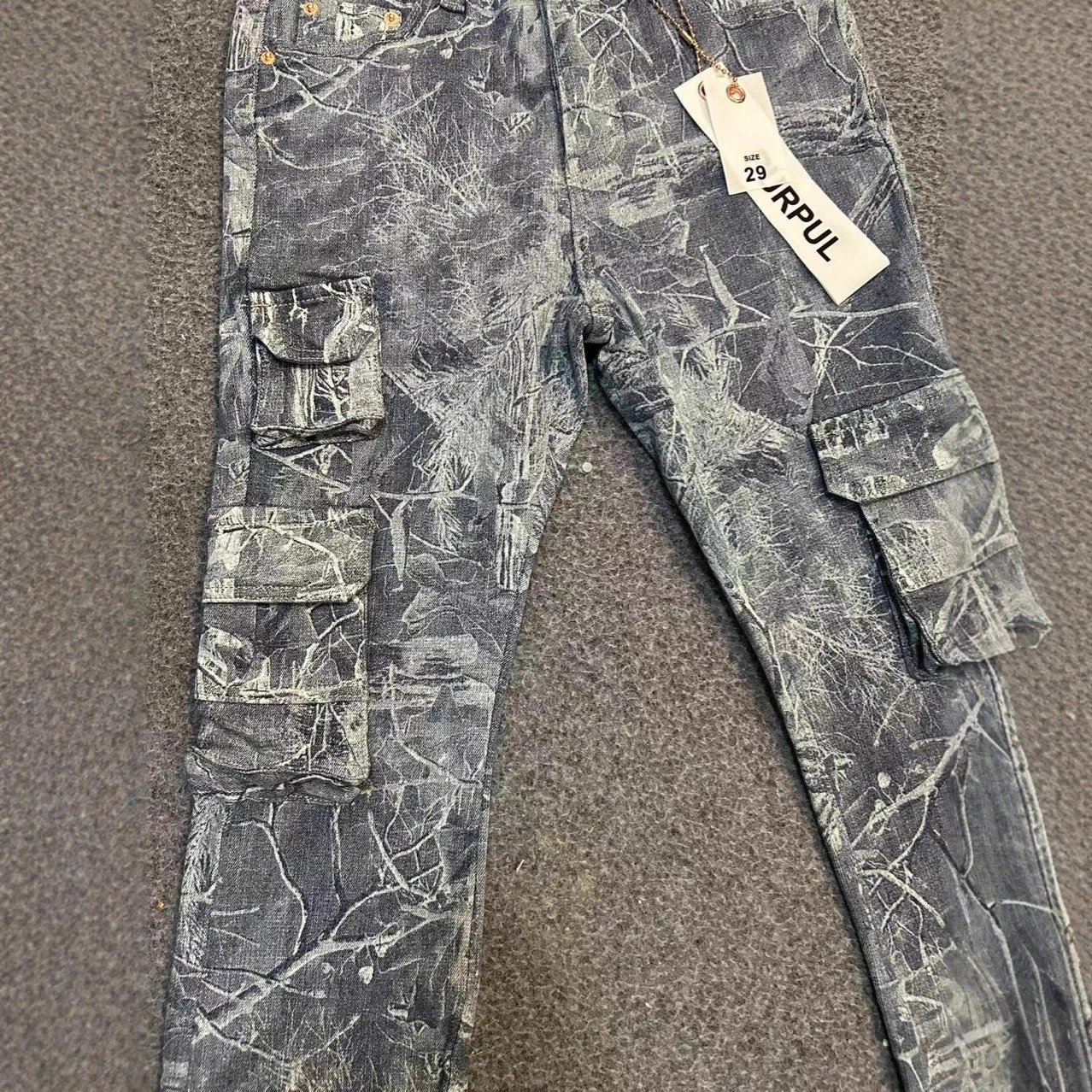 Purpul Brand A901 Indigo Blue Distressed Slim Fit Jeans