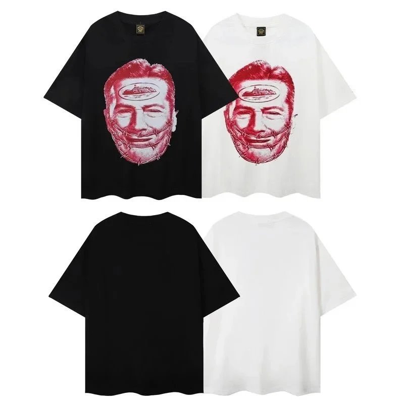 Graphic Print T-Shirt Black White Oversized Streetwear