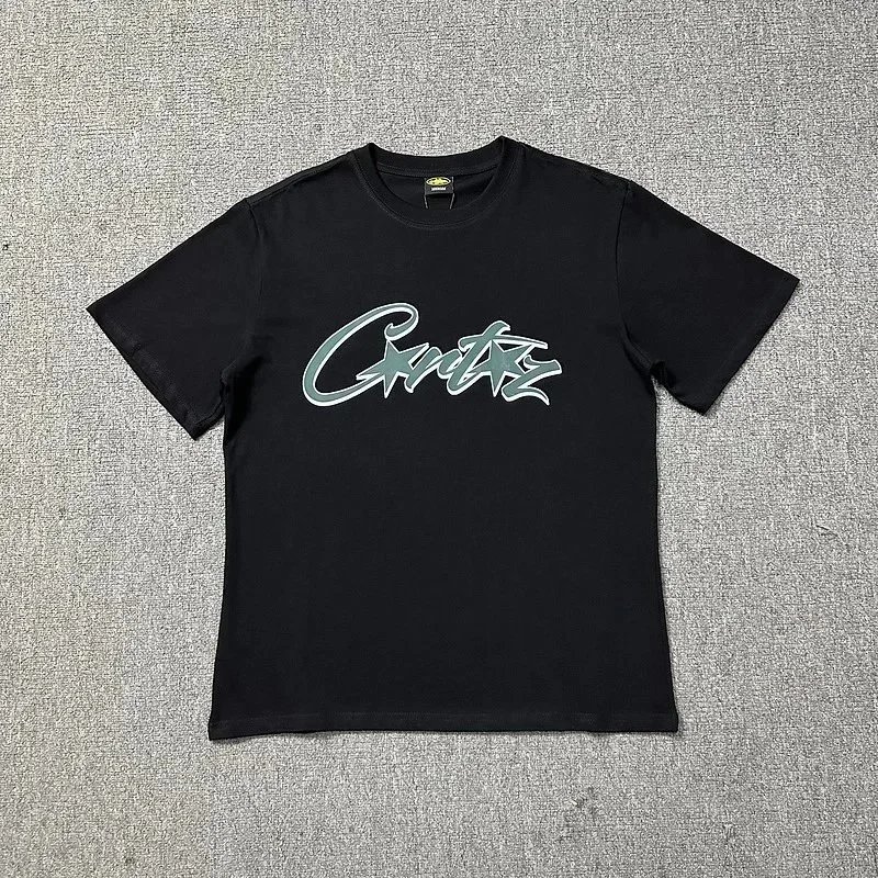 Corteiz White Black Script Logo Graphic T-Shirt