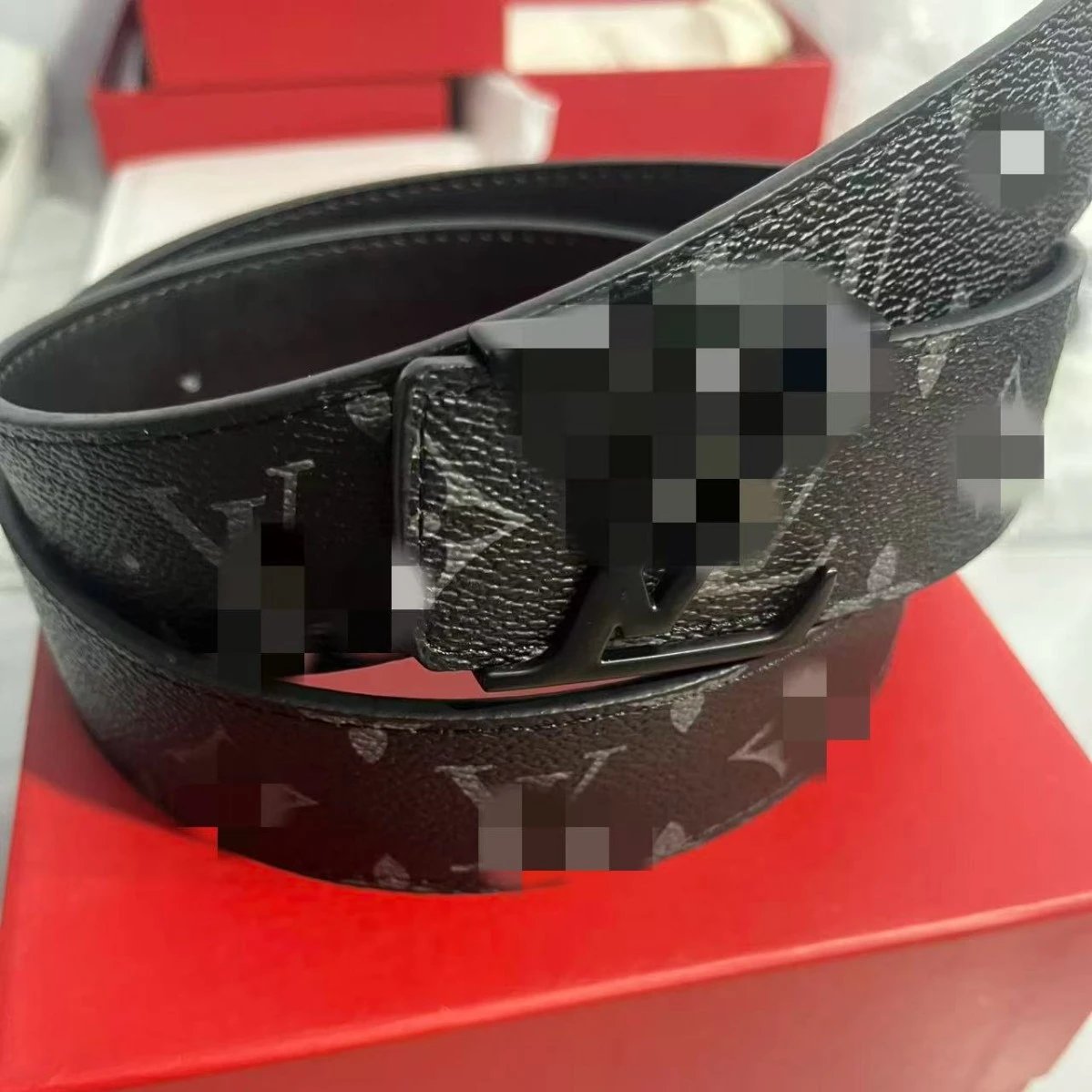 Louis Vuitton Initiales Black Monogram Leather Belt