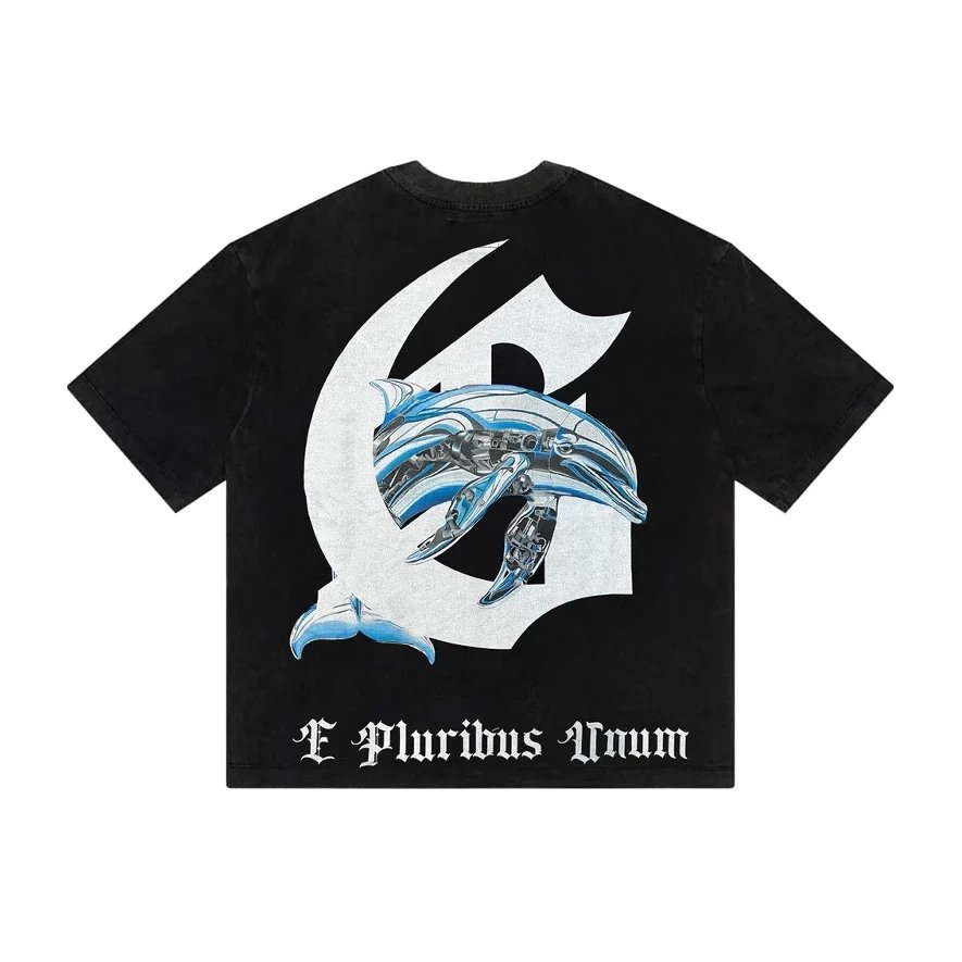 Graphic T-Shirt Cream I Heart GS Dolphin Print Casual Tee