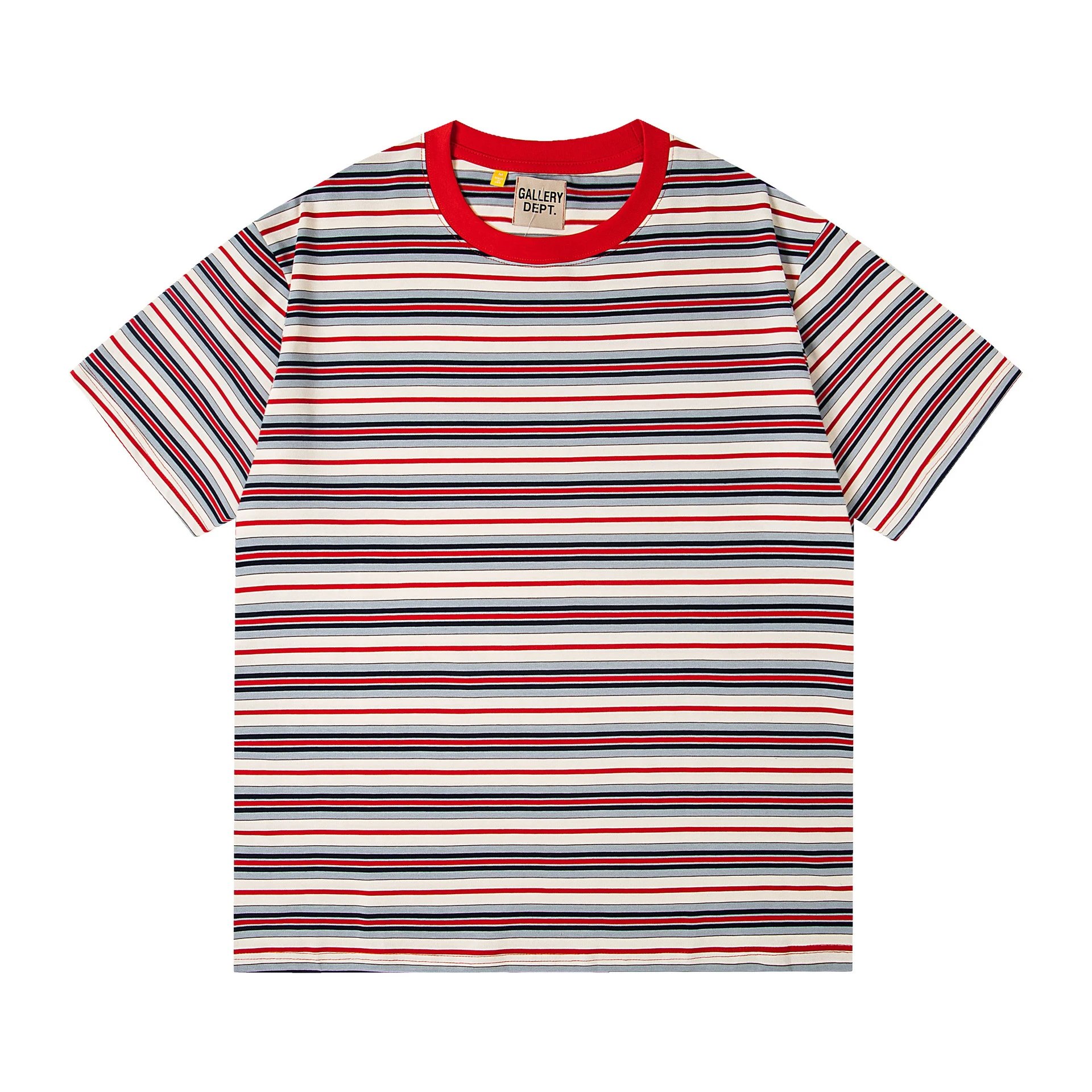 Gallery Dept. Striped Red Collar Crewneck T-Shirt