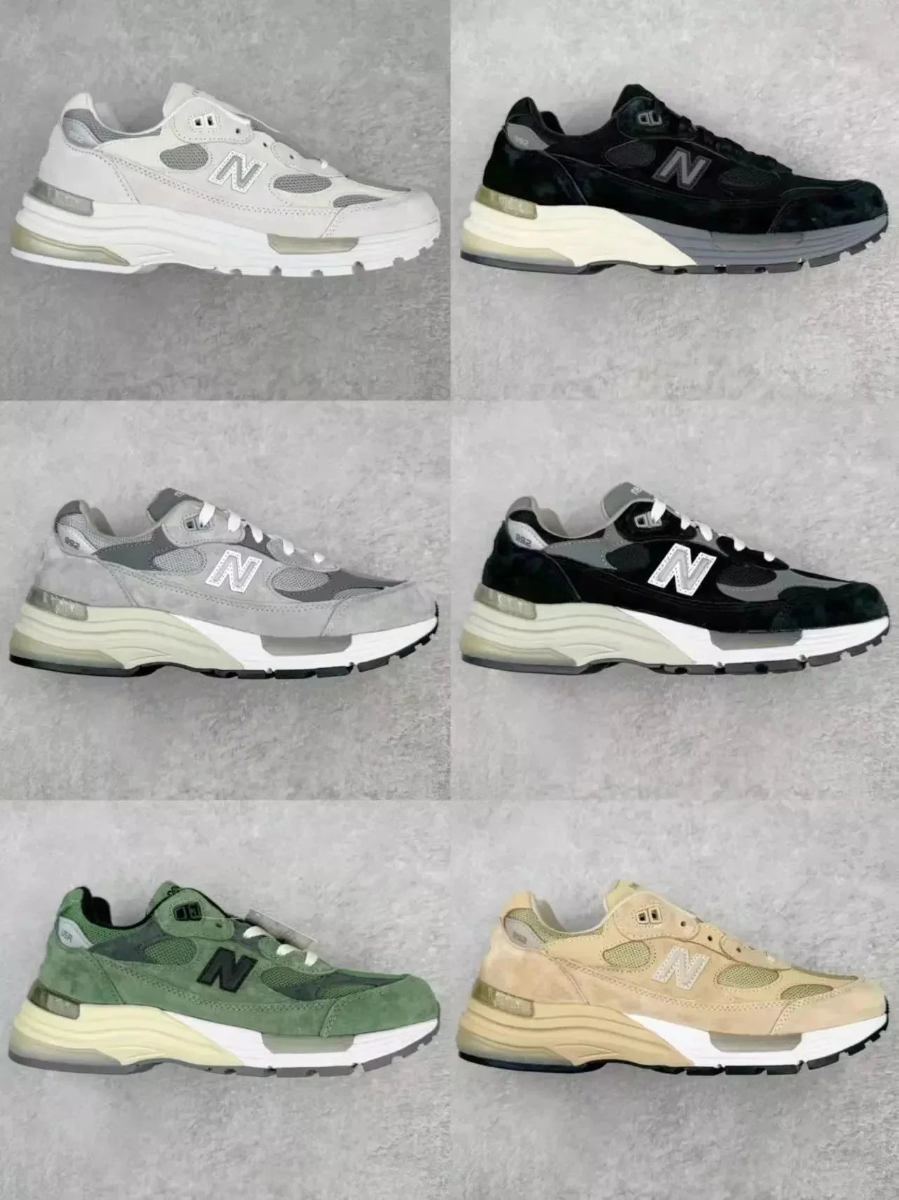 New Balance 992 White Grey Black Green Beige Casual Sneakers