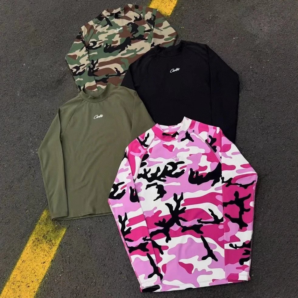 Crate Long Sleeve Rash Guard Olive Camo Pink Camo Gray Black