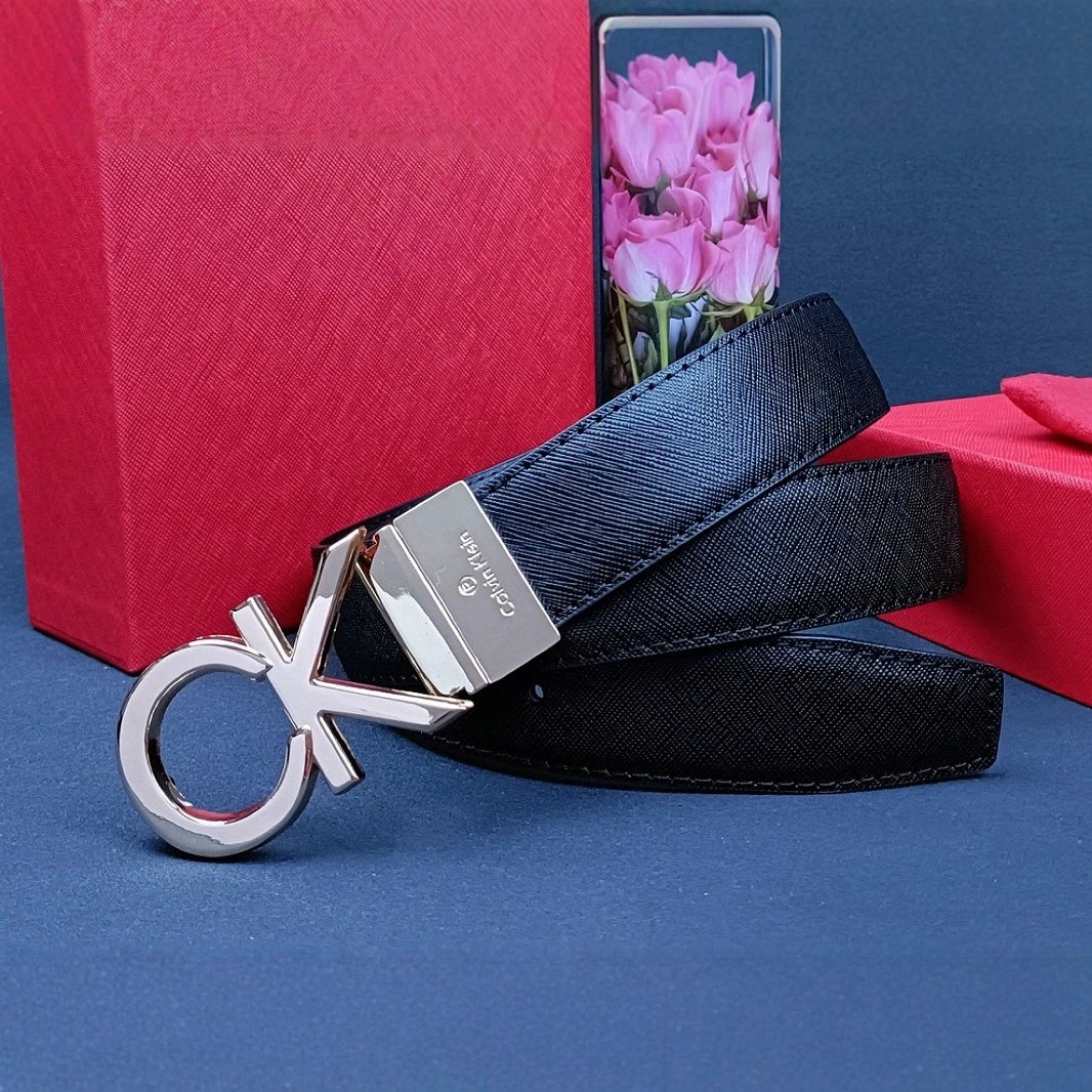 Calvin Klein Black Saffiano Leather Buckle Belt