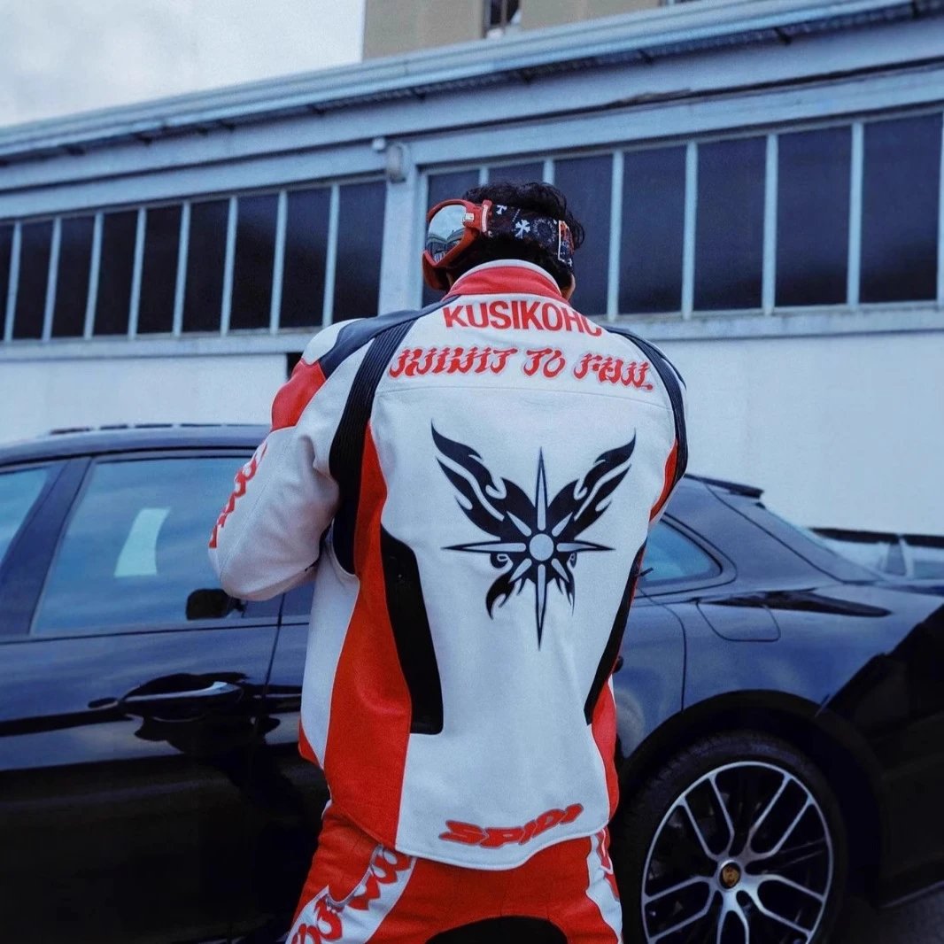 Kush K Racing Jacket White Red Black Moto Style