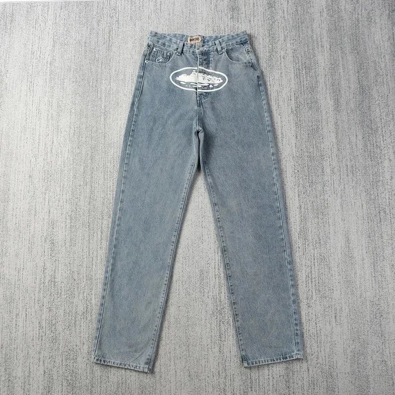 Denim Jeans Light Blue Black Straight Fit