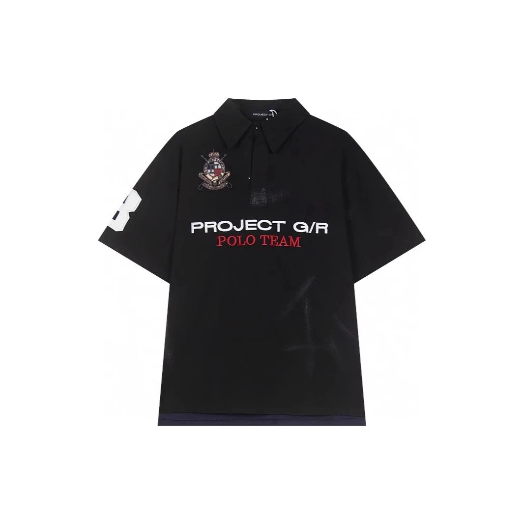 Project G/R Black Embroidered Polo Shirt