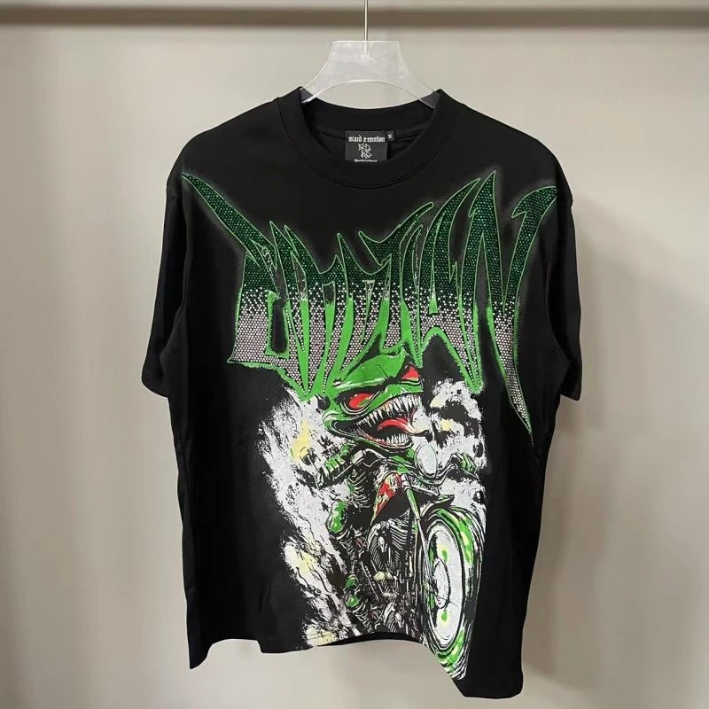 Mixed Emotions T-Shirts Graphic rhinestone T-shirt — EM 39#Black