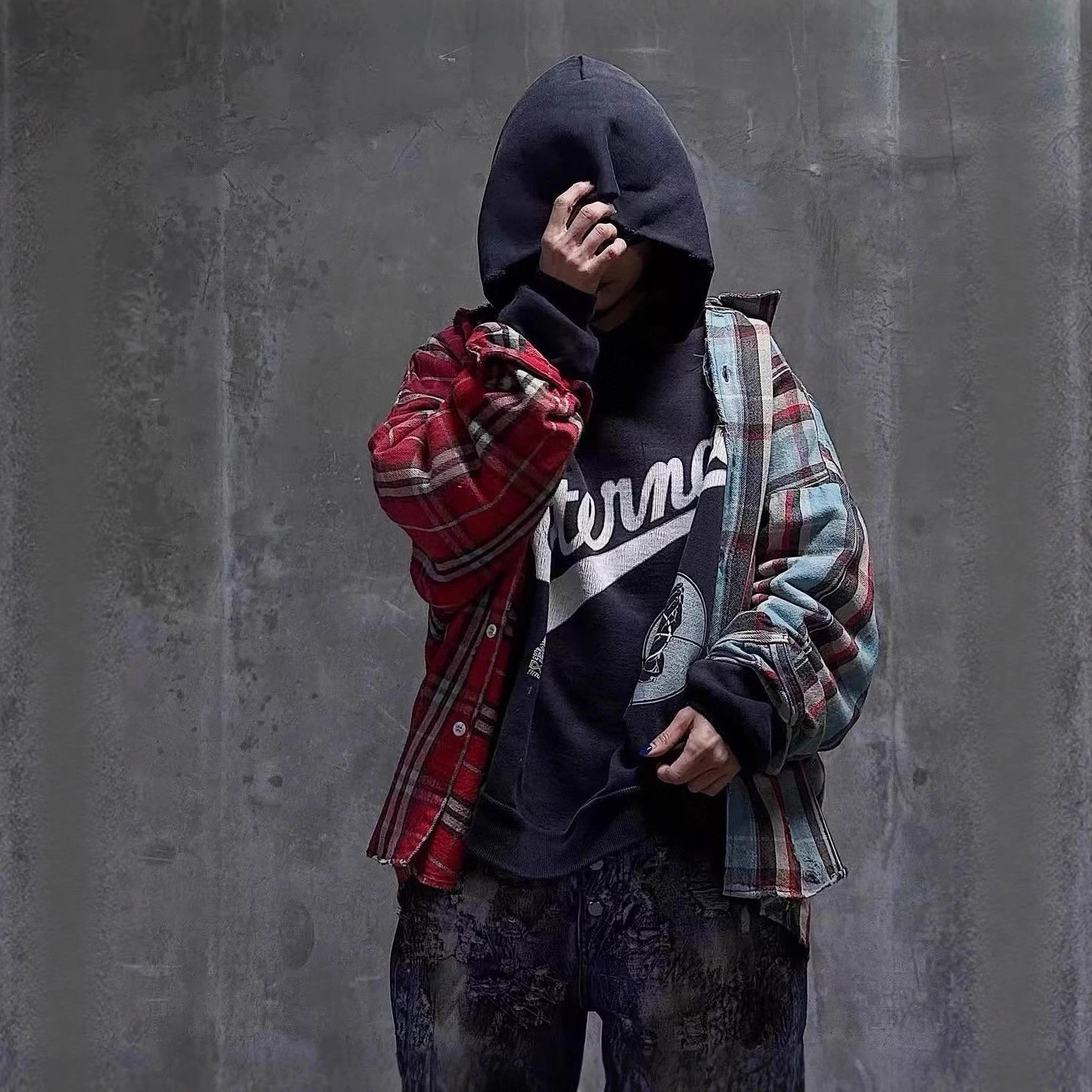 Oversized Hooded Sweatshirt Black Graphic Streetwear