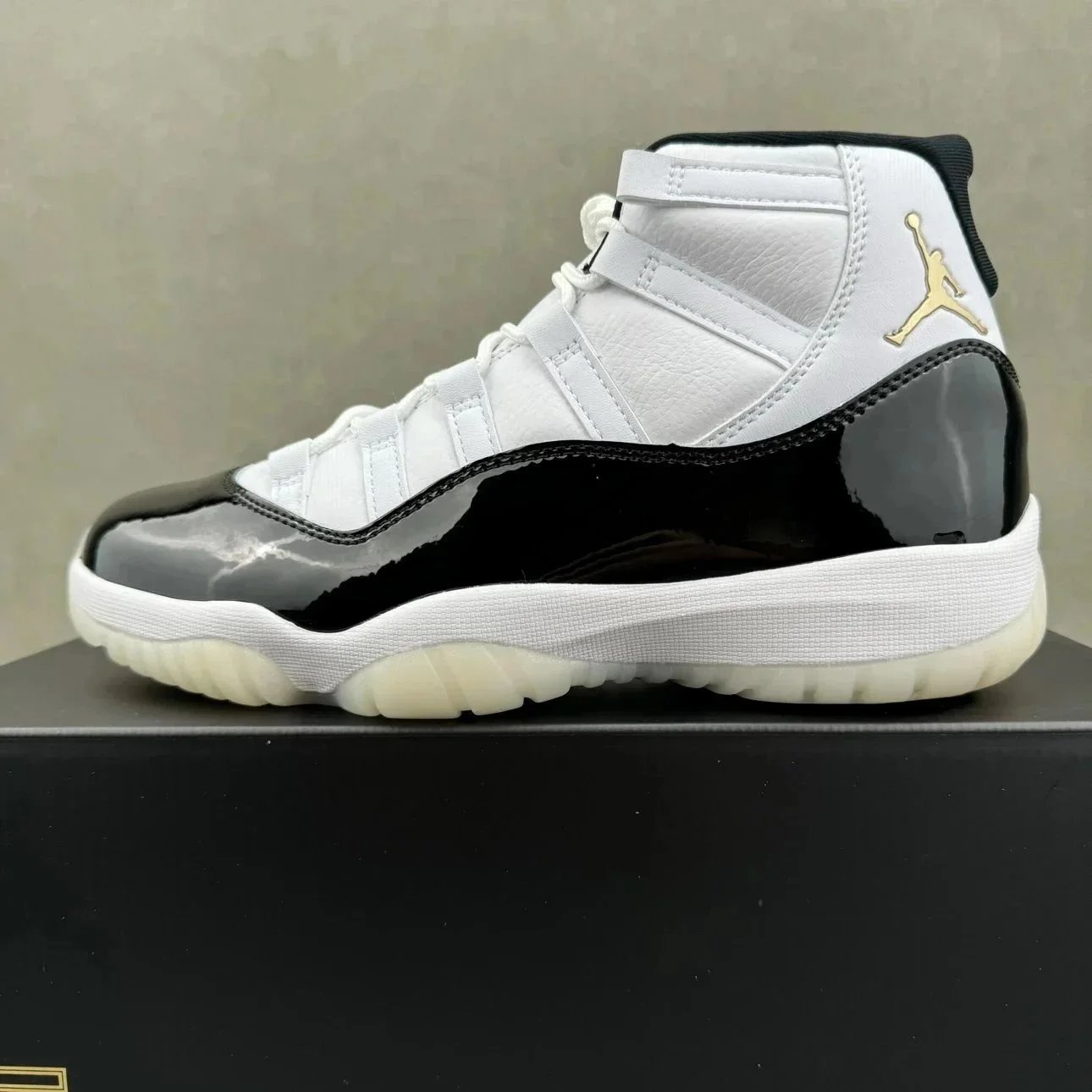 Air Jordan 11 White Grey Elephant Patent Leather Sneakers