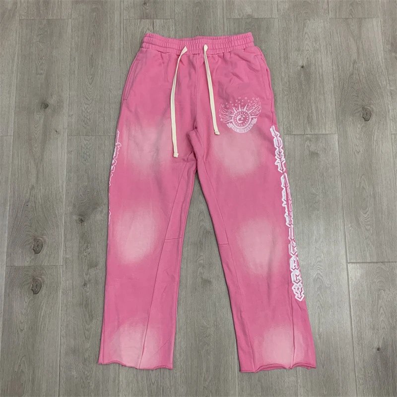 Lost Tracksuits Rhinestone Logo Distressed Zip-Up Hoodie and Jogger Set — L 116 Pink