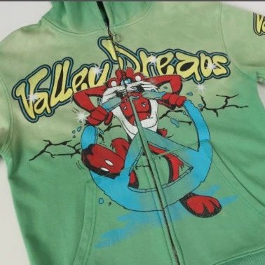 Mint Green Hooded Sweatshirt With Neon Graphic Sleeve Print