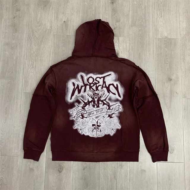 Lost Tracksuits Rhinestone Logo Distressed Zip-Up Hoodie and Jogger Set product detail image 22