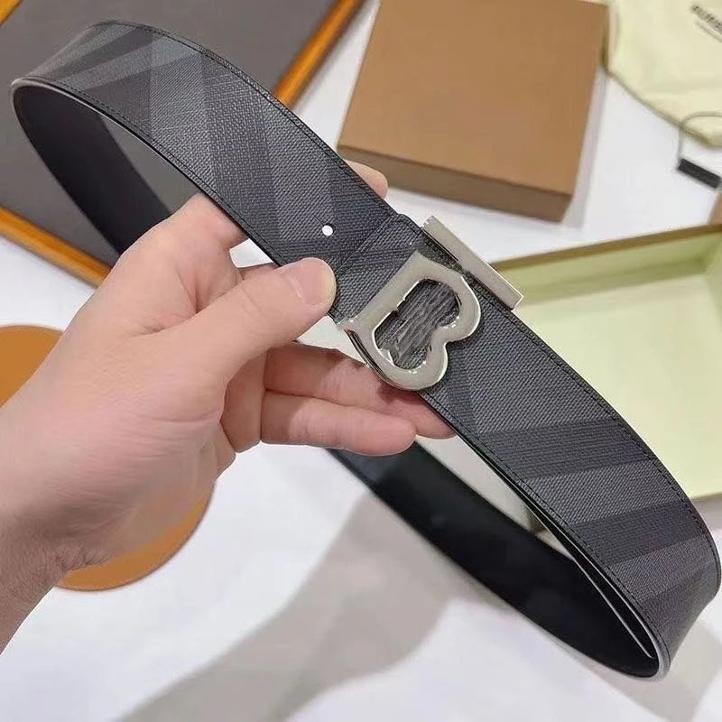 Burberry Icon Check Black Gold Buckle Belt