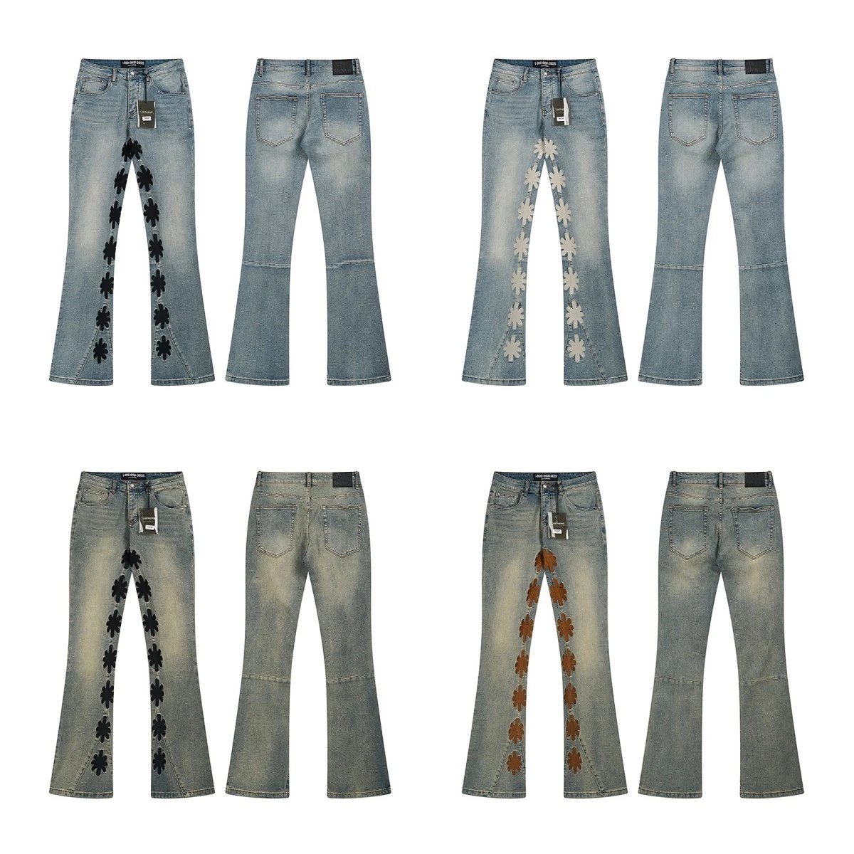 Lost Shdw Jeans Flared with flower appliqués image 4