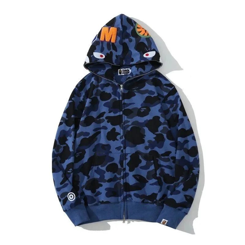 A Bathing Ape Shark Camo Hoodie Multicolor Streetwear