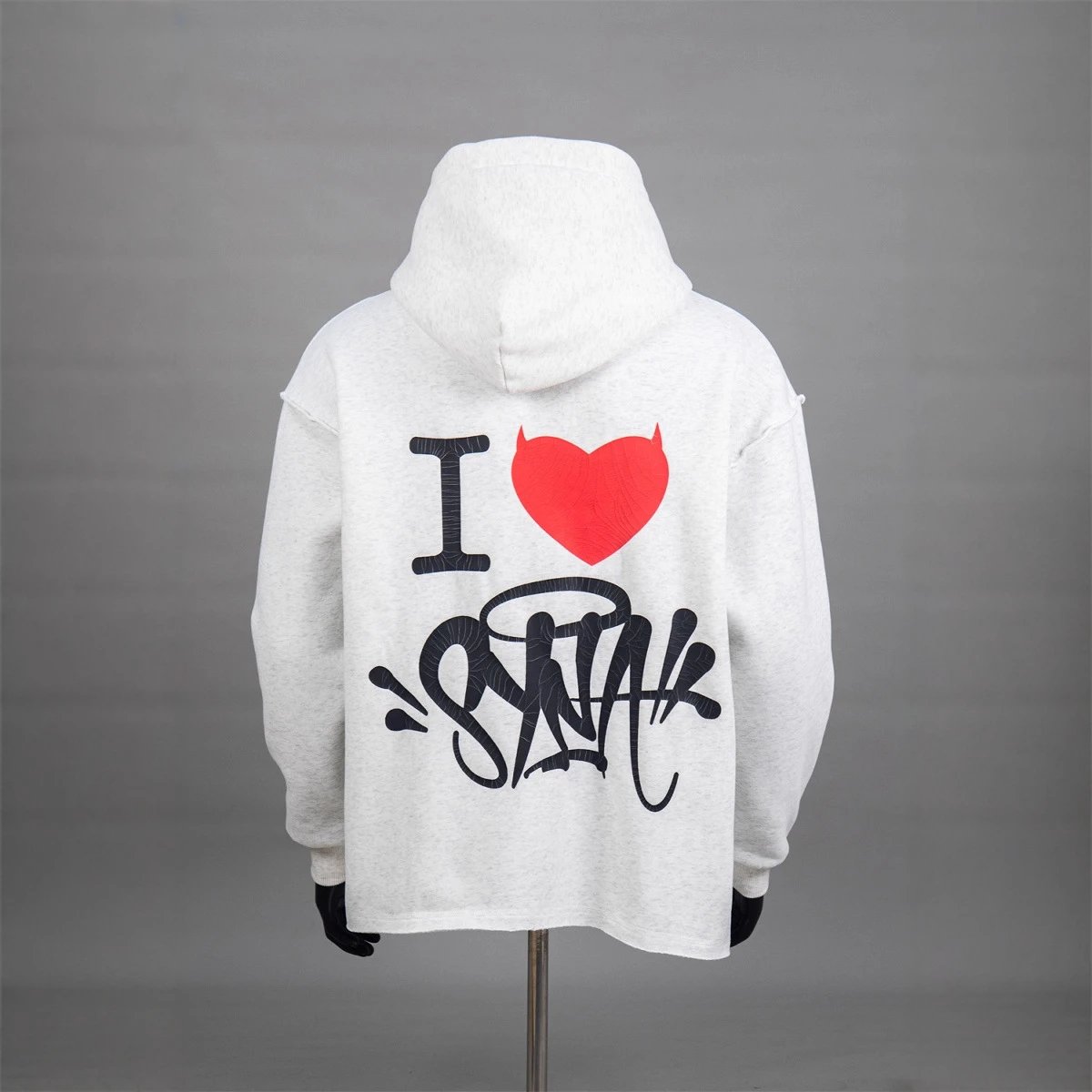 I Love Sank Gray Graffiti Hooded Sweatshirt