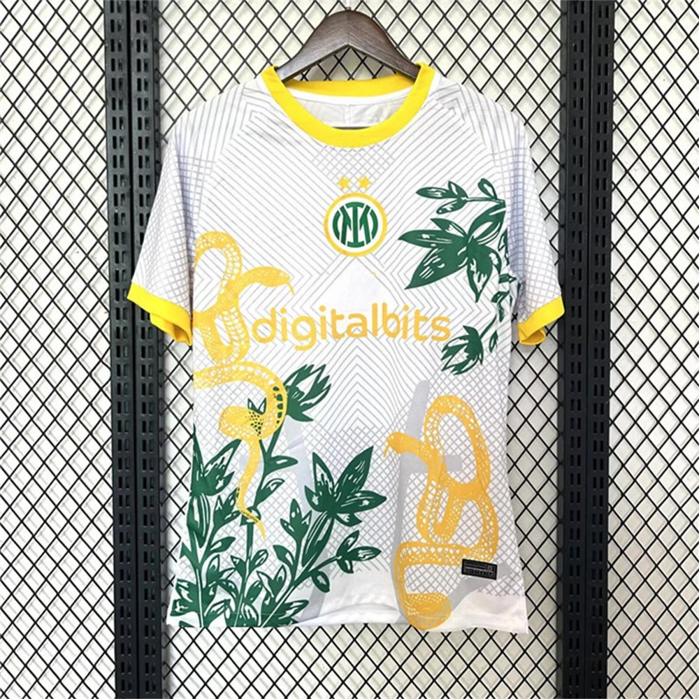 Inter Milan Football Jerseys Short-Sleeve Jersey — 24/25 Inter Milan Special Edition Yellow and White