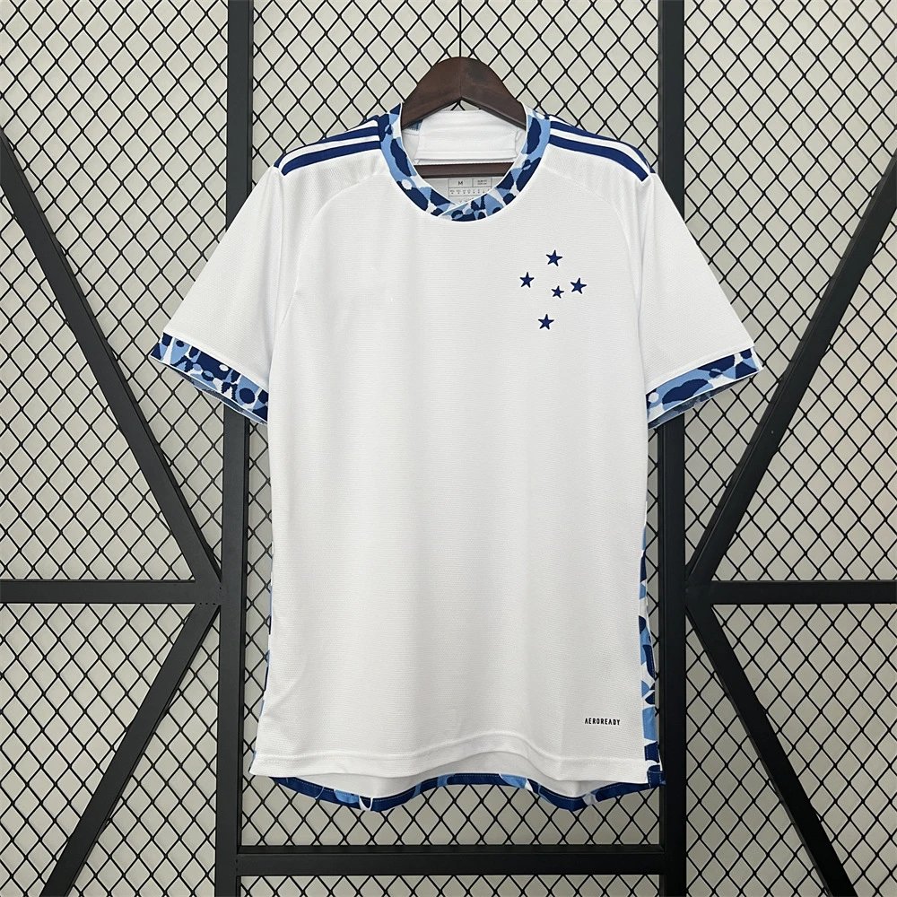 Cruzeiro Soccer Jersey White Blue Green Teal Patterned Performance Shirt