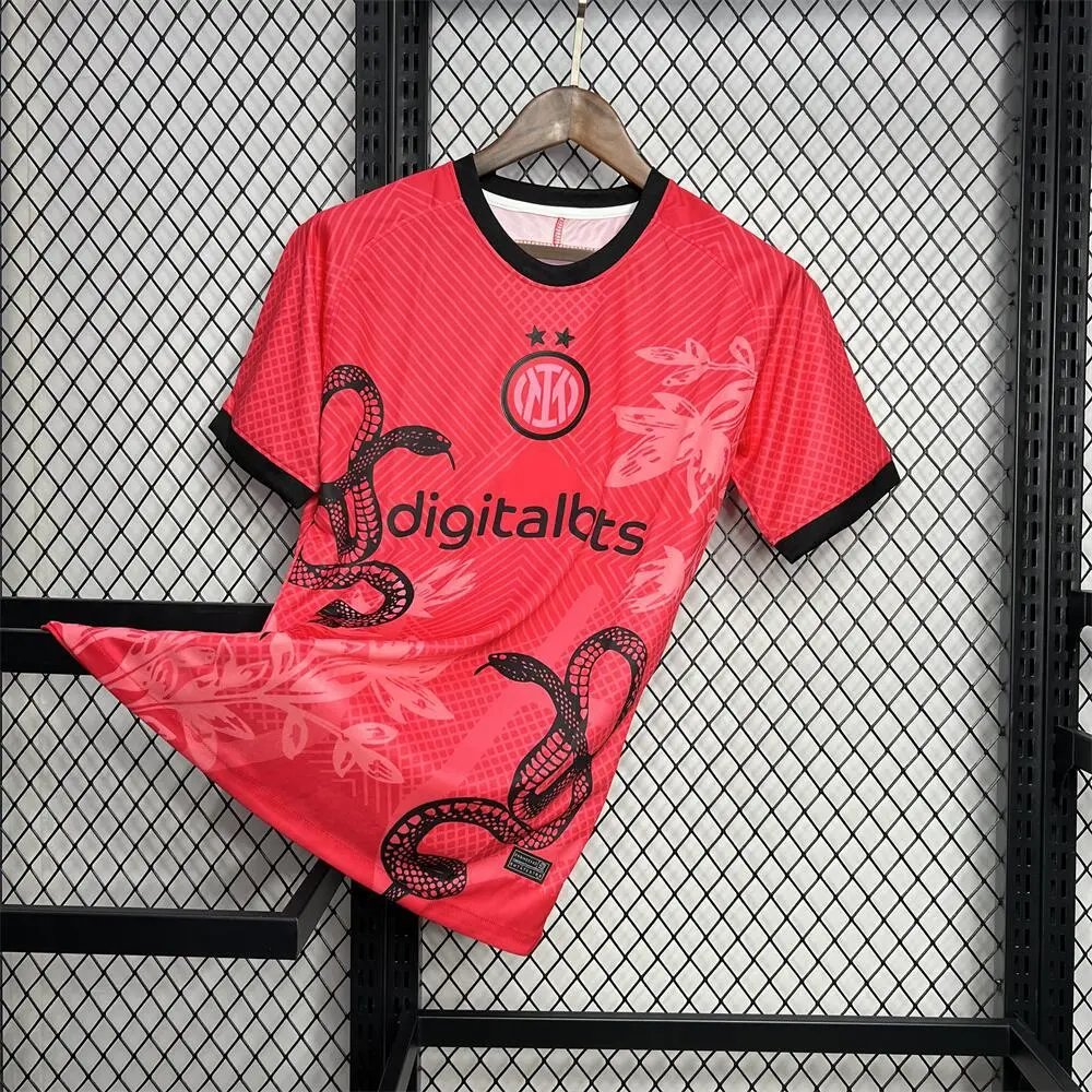 Inter Milan Football Jerseys Short-Sleeve Jersey — 24/25 Inter Milan Red and Pink Snake Year Edition