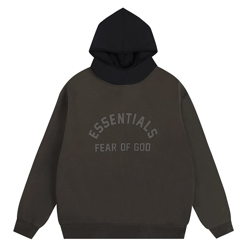 Fear of God Essentials Hoodie Beige and Black - 9
