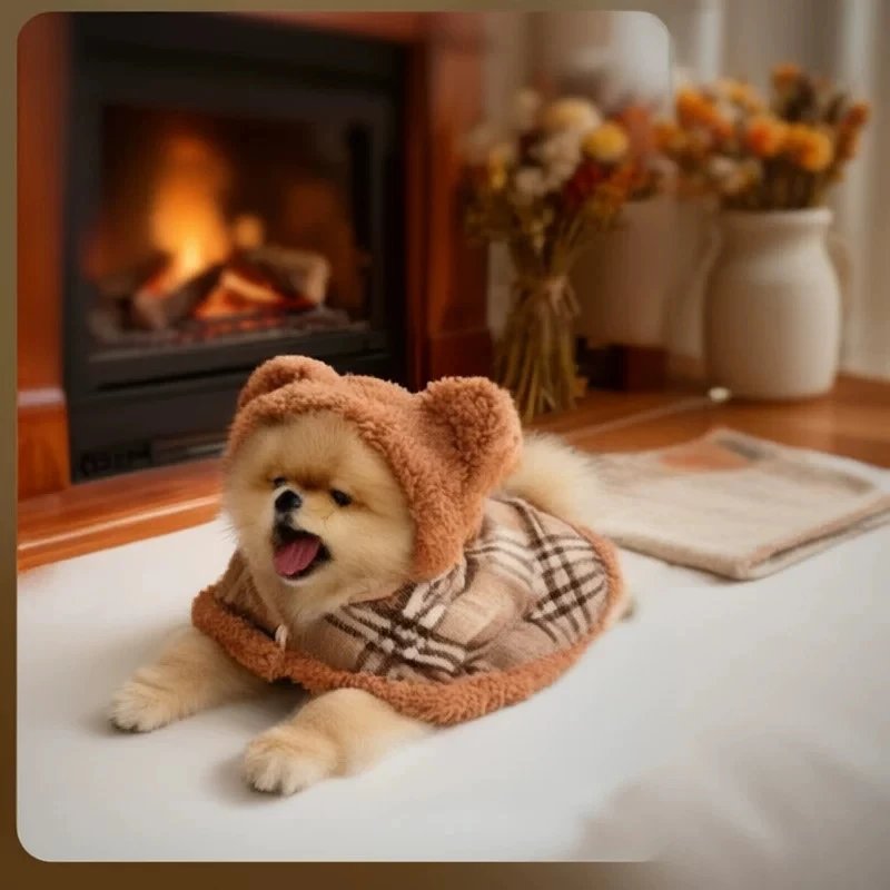 Thick Plush Pet Cape, Retro Style Warm Blanket Cloak for Cats Dogs
