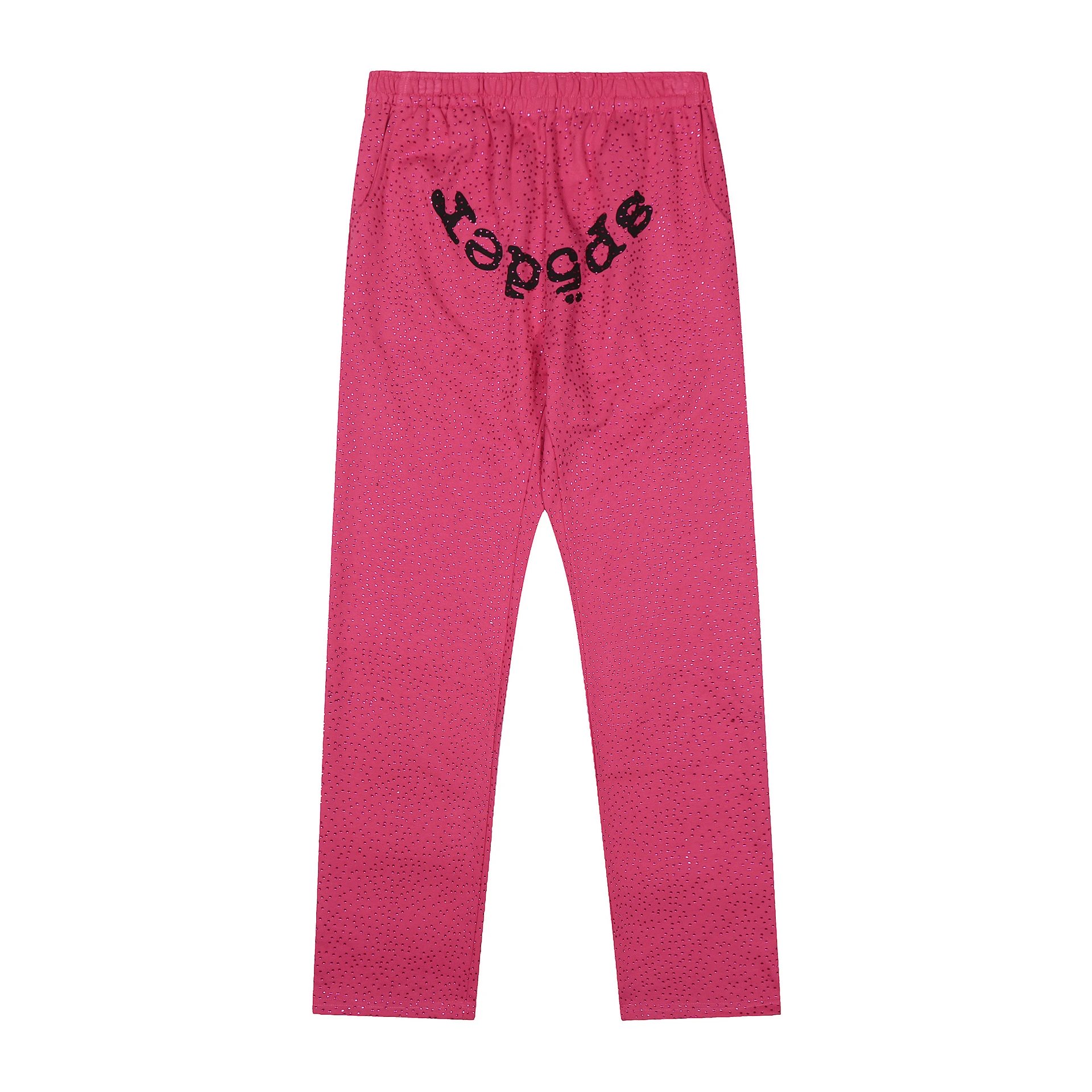 Full Rhinestone Pants Rose Red