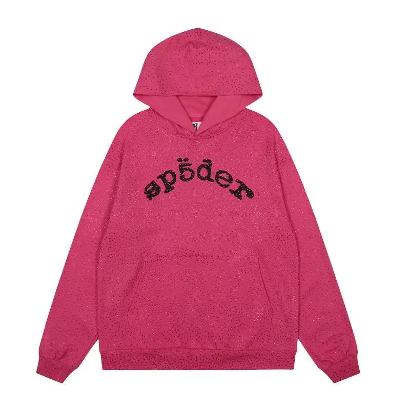 Full Rhinestone Hoodie Rose Red