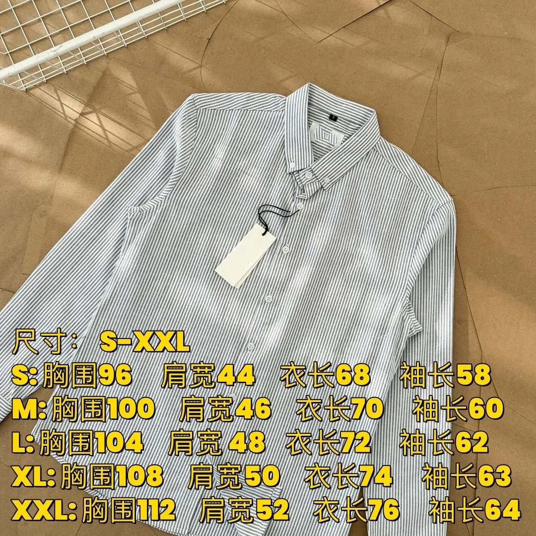 Oxford Cotton Button Neck Casual Shirt - Love Striped Couple's Long Sleeve Shirt - Unisex