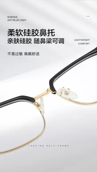 Transparent Gray Silver Frame Optical Glasses - 10
