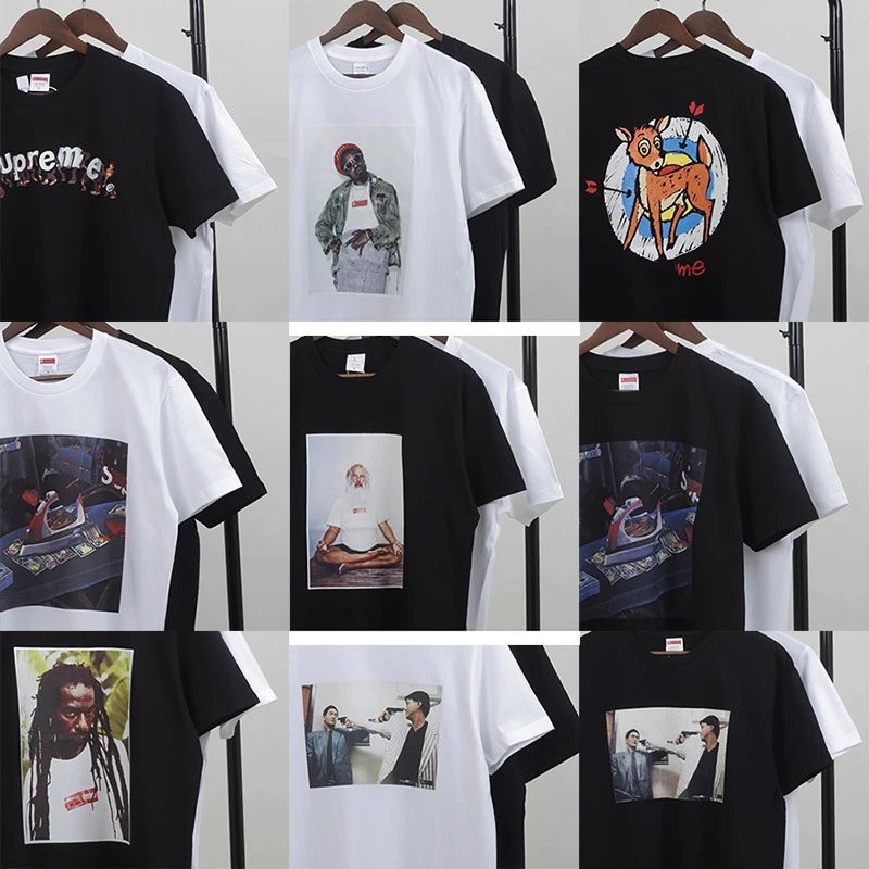 Supreme Graphic Print Black White Casual T-Shirt
