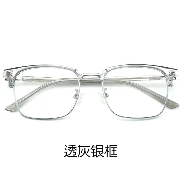 Transparent Gray Silver Frame Optical Glasses - 1