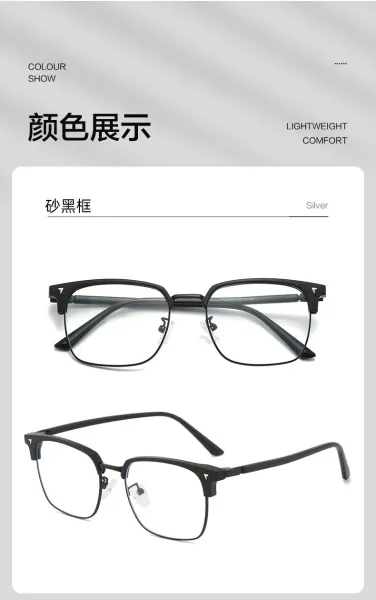 Transparent Gray Silver Frame Optical Glasses - 20