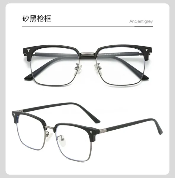 Transparent Gray Silver Frame Optical Glasses - 23