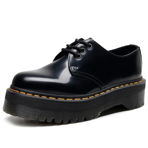 Dr. Martens 1461 Quad Black Platform Oxford Shoes - 1