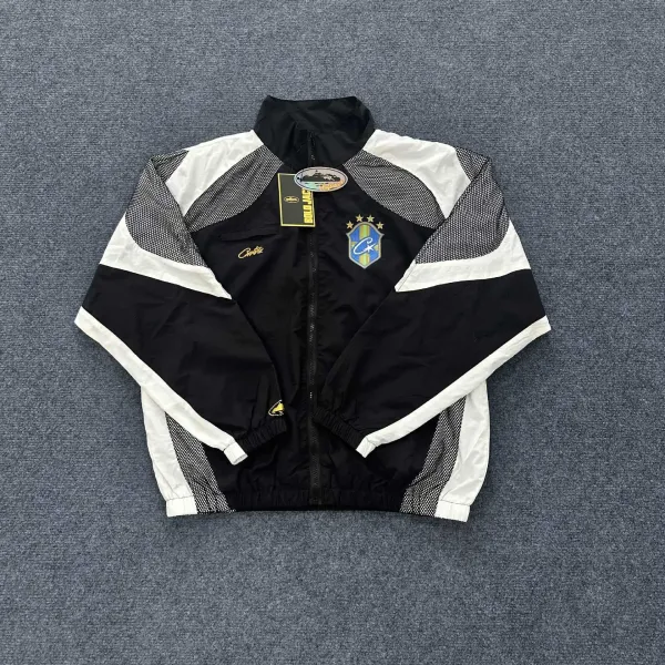 LiteWork Windbreaker Black and White Color-Block Hooded Jacket - 5