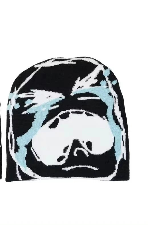 Off-White x Virgil Abloh 'Crying Face' Knit Beanie Black/White/Aqua - 1