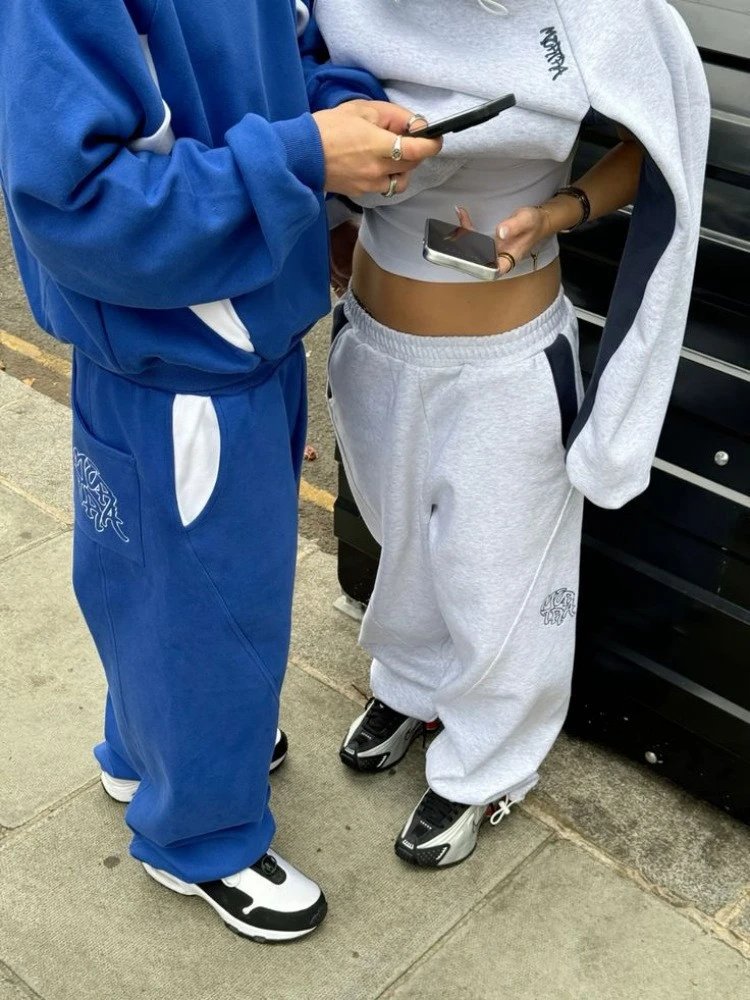 Maison Margiela Tabi Sweatpants Gray with Navy Panels - 10