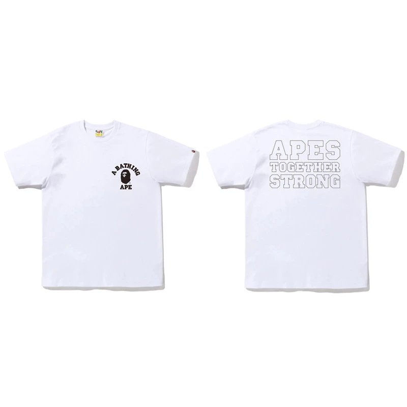 A Bathing Ape Camo猿人头印花 White T-Shirt - 18