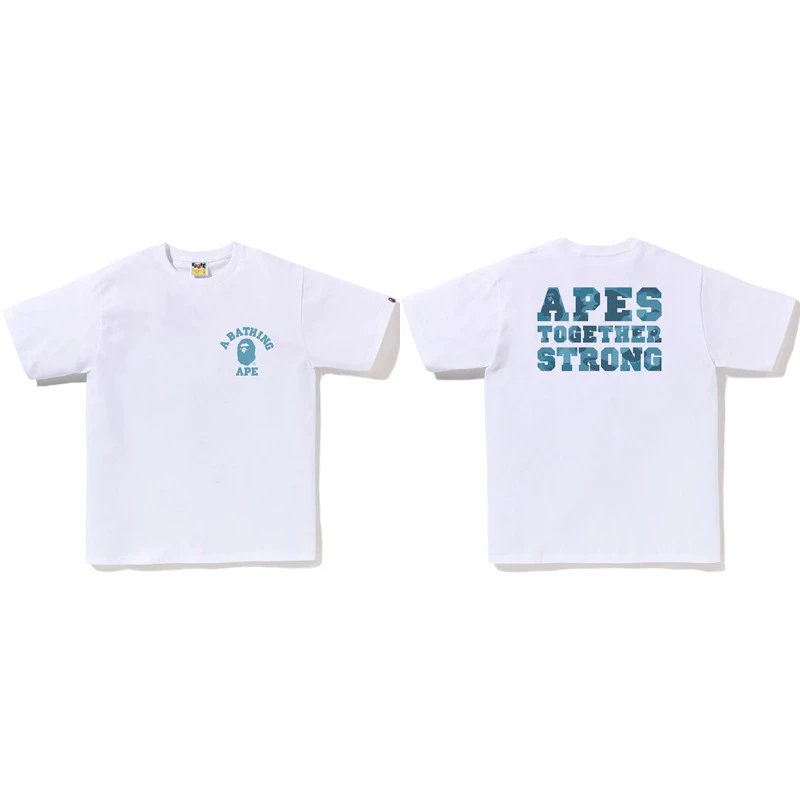 A Bathing Ape Camo猿人头印花 White T-Shirt - 33